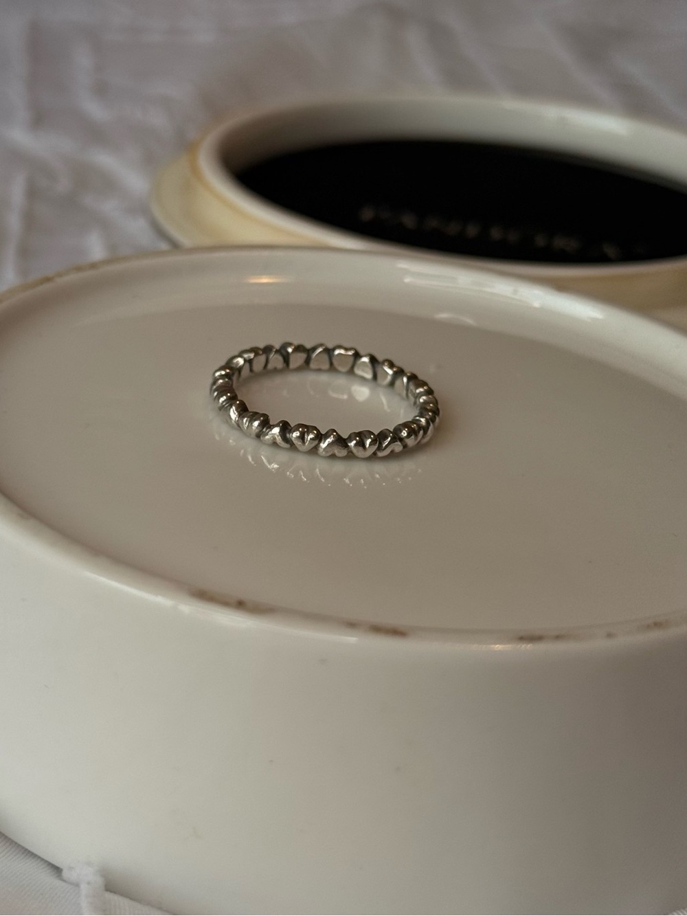 Retired Pandora Chain of Hearts Stackable Ring | Sterling Silver | US 9